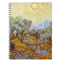 Olive Trees with yellow sky and sun