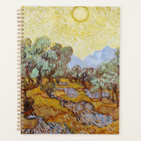 Olive Trees with yellow sky and sun 