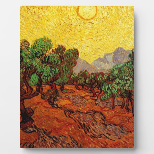 Olive Trees with Yellow Sky and Sun Plaque (Front)