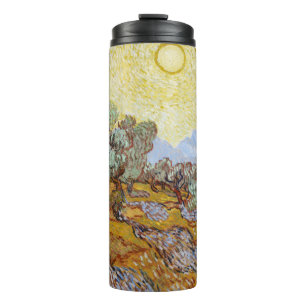 Olive Trees with yellow sky and sun     Thermal Tumbler