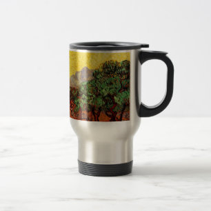 Olive Trees with Yellow Sky and Sun Travel Mug