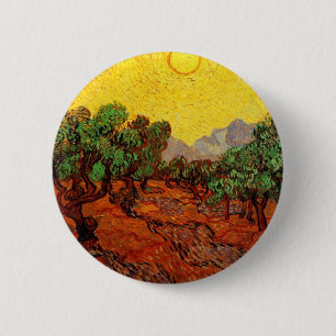 Olive Trees with Yellow Sky and Sun Van Gogh 6 Cm Round Badge