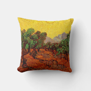 Olive Trees with Yellow Sky and Sun, van Gogh Cushion
