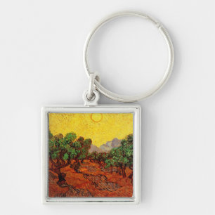 Olive Trees with Yellow Sky and Sun Van Gogh Key Ring