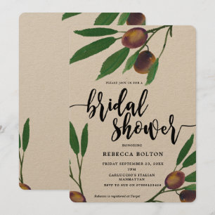 olive tuscan modern kraft bridal shower invite