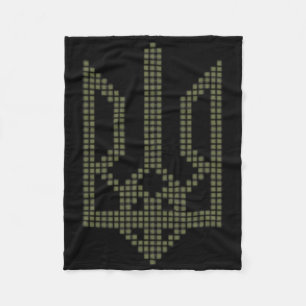 Olive Ukrainian Tryzub Symbol On The Heart - Ukrai Fleece Blanket