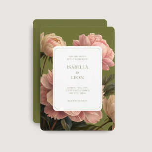 Olive   Vintage Rose Wedding Invitation