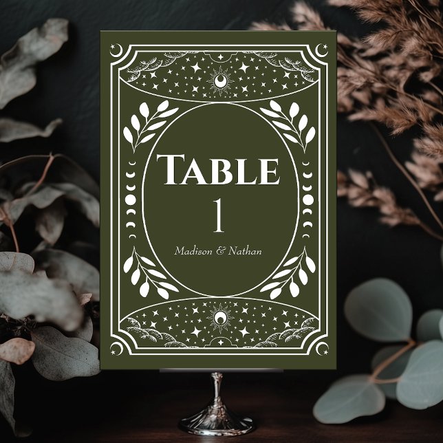 Olive Vintage Tarot Gothic Wedding Table Card (Creator Uploaded)