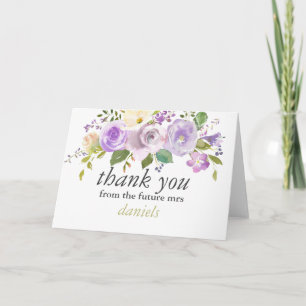 Olive Watercolor Floral Bridal Shower Thank you Card