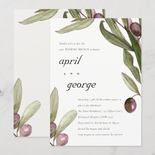 OLIVE WATERCOLOR FOLIAGE POST WEDDING BRUNH INVITE