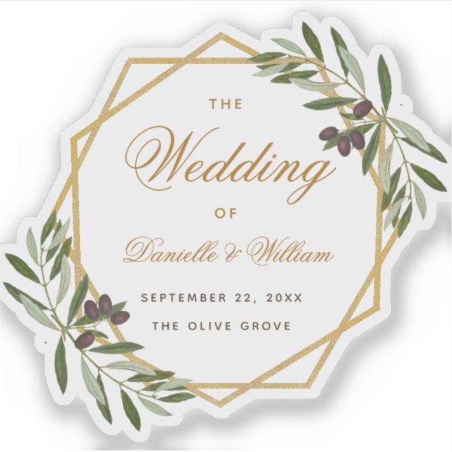 Olive Wedding Greenery Gold  Botanical Geometric (Front)