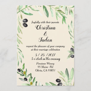 Olive wedding invitation
