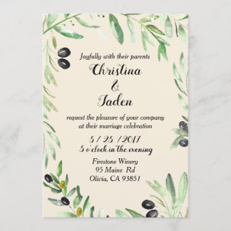 Olive wedding invitation
