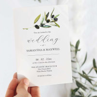 Olive Wedding Invitation with QR Code for RSVP