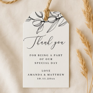 Olive Wedding Thank You   Mediterranean Botanical Gift Tags