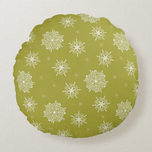 Olive Whimsical Celestial Floral 16" Round Cushion