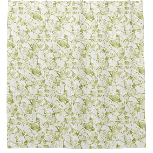 olive-white abstract fashionable modern pattern    shower curtain (Front)