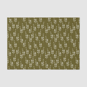 Olive & White Botanical Tissue Paper