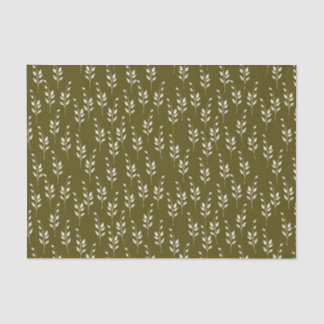 Olive & White Botanical Tissue Paper