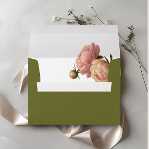 Olive & White   Chic Blush Rose Wedding  Envelope
