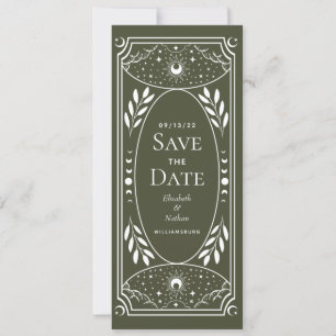 Olive & White Mystical Tarot Card Save the Date
