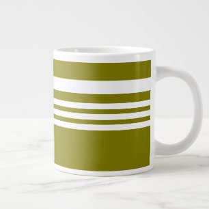 Olive + White Stripes Gift  Large Coffee Mug