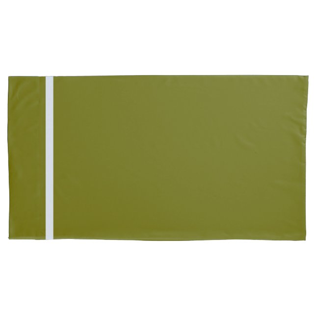 Olive + White Trim Pillowcase (Front-Left)