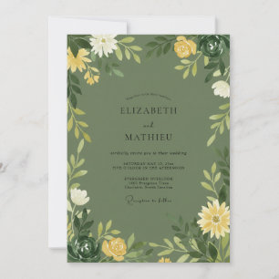 Olive Wildflower Wedding Invitation