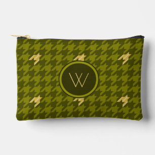 Olive with Gold Accent Houndstooth Accessory Pouch