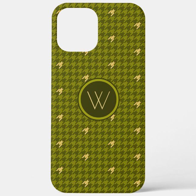 Olive with Gold Accent Houndstooth Case-Mate Case (Back)