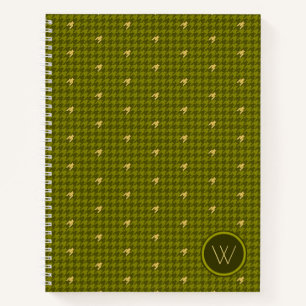 Olive with Gold Accent Houndstooth Notebook