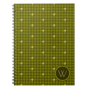 Olive with Gold Accent Houndstooth Notebook