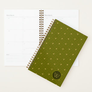 Olive with Gold Accent Houndstooth Planner