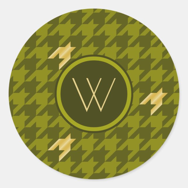 Olive with Gold Accent Houndstooth Sticker (Front)