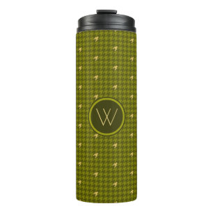 Olive with Gold Accent Houndstooth Thermal Tumbler