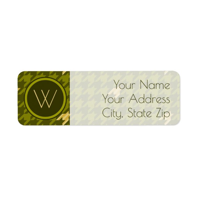 Olive with Gold Houndstooth Return Address Label (Front)