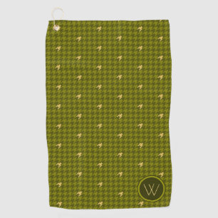 Olive with Green Accent Houndstooth Golf Towel