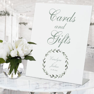 Olive Wreath Wedding Cards And Gifts Pedestal Sign