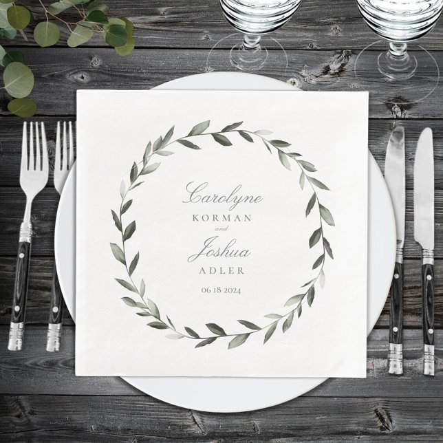 Olive Wreath Wedding Elegant Napkin (Creator Uploaded)