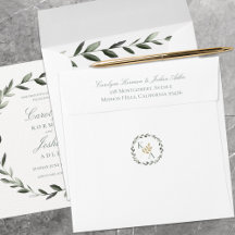 Olive Wreath Wedding Invitation