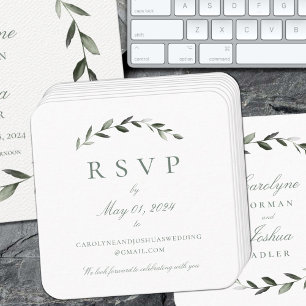 Olive Wreath Wedding Online RSVP Enclosure Card 