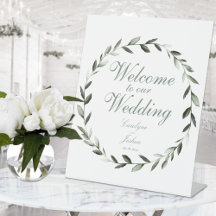Olive Wreath Welcome To Our Wedding Elegant