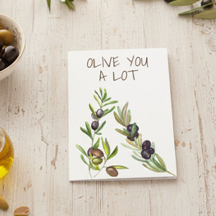 Olive you A Lot Cute Pun Valentine love Card