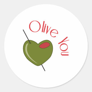 Olive You Classic Round Sticker