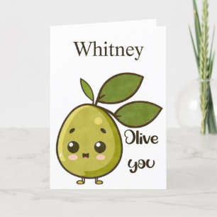 Olive You Cute Olive Valentines Day Card