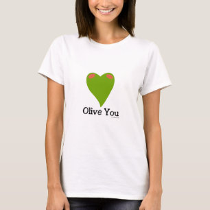 Olive You Funny Food Cute Slogan Cartoon T-Shirt