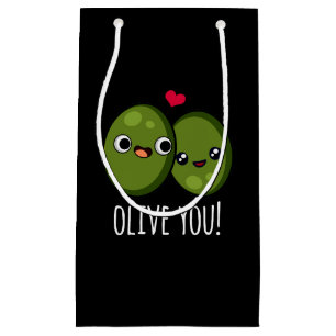 Olive You Funny Love Pun Dark BG Small Gift Bag