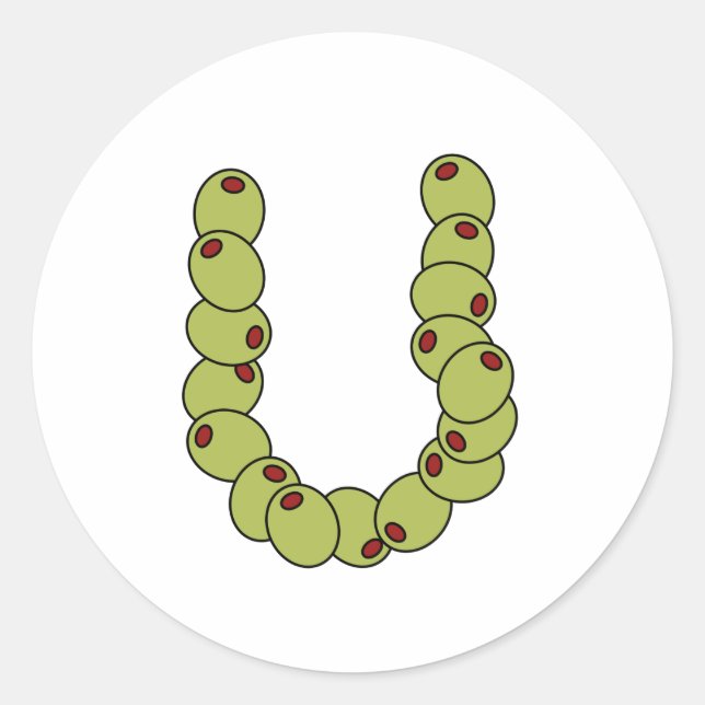 Olive You "I Love You" Classic Round Sticker (Front)