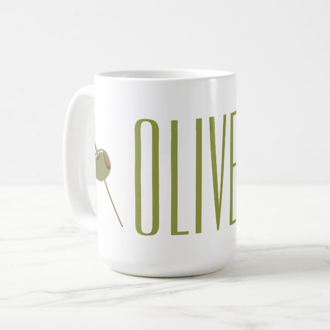 Olive You (I Love You) Funny Romantic Valentine Coffee Mug (Front Left)