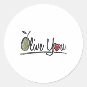 Olive You - Love Pun Classic Round Sticker